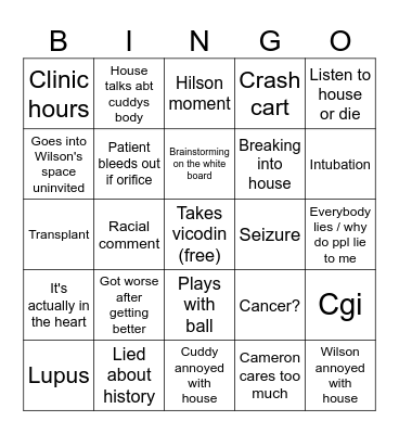 House Bingo Card