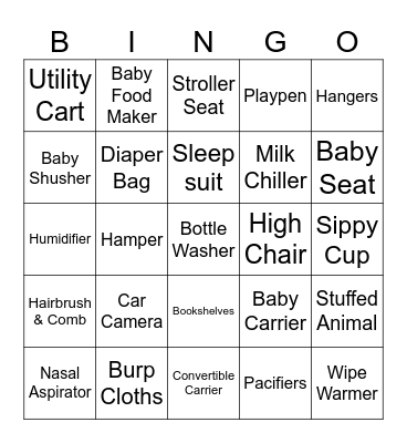 Amanda's Baby Shower Bingo Card
