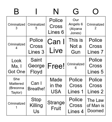 Dáreece J. Walker Bingo Card