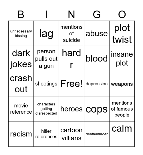 go animate bingo Card