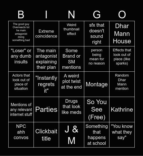 Hey Dhar Mann Fam Bingo Card