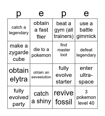 picklemon Bingo Card