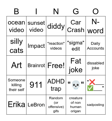 IG reels Bingo Card
