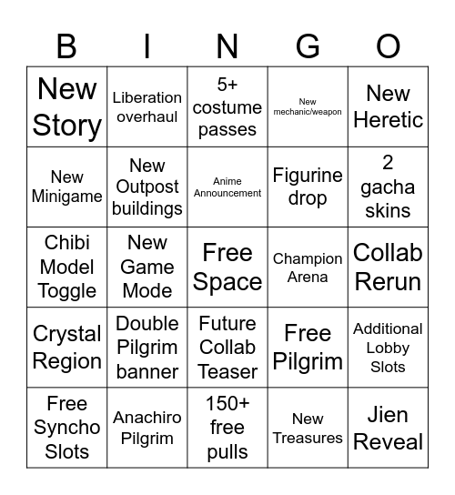 2nd Anni Nikke Livestream Bingo Card