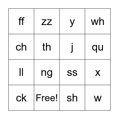 SW Sounds Units 6, 7 & 11 Bingo Card