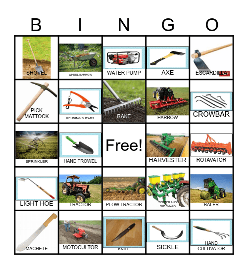 FARM TOOLS AND EQUIPMENT Bingo Card