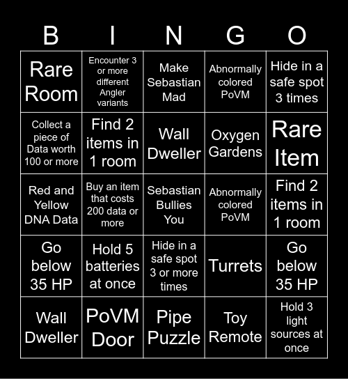 Pressure Bingo Card