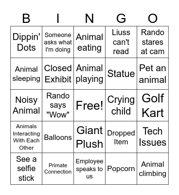 ZOOOOO Bingo Card