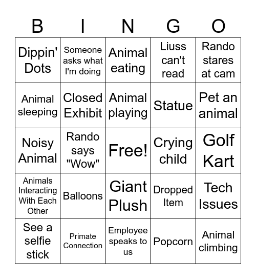 ZOOOOO Bingo Card