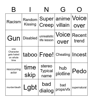 T Bingo Card