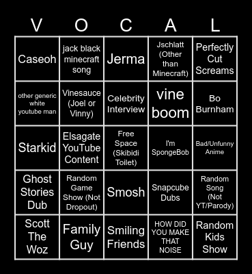 Stim-ngo! Bingo Card