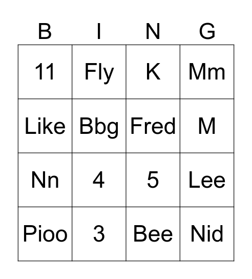 Music BINGO Card