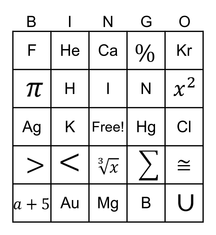 SCIMATH BINGO 2024 Bingo Card