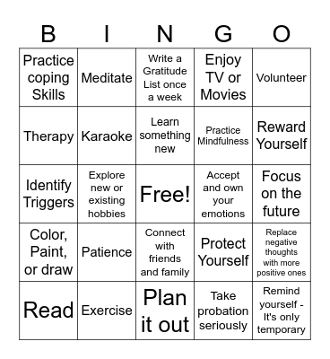 Probation Bingo Card