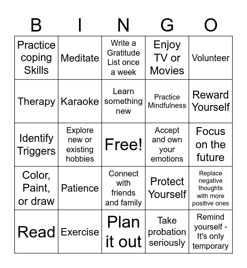 Probation Bingo Card