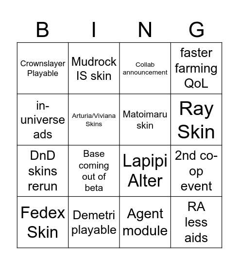 5.5 Anni Bingo Card