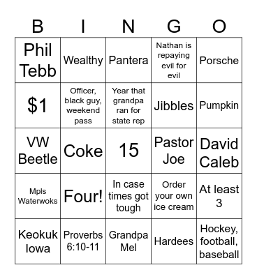 Grandpa’s Birthday Bingo Card