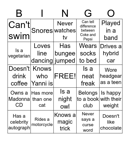 7th Grade BINGO Card