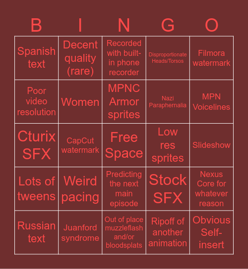 madness kino bingo Card