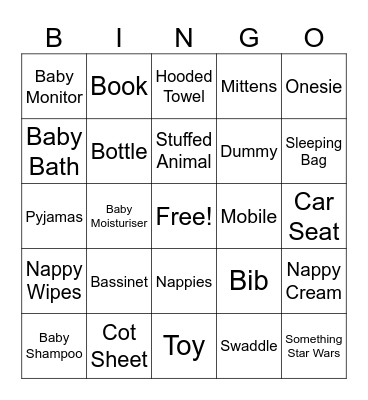 Baby Bingo Card