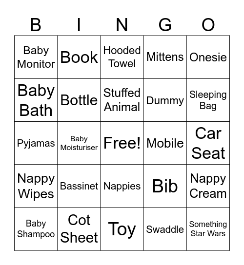 Baby Bingo Card