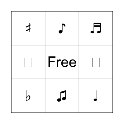 Musical Bingo Card