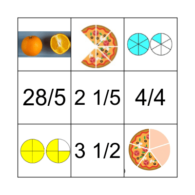 FRACTIONS BINGO Card