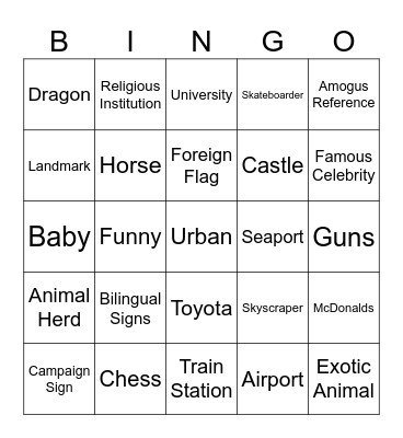 MapCrunch Bingo Card