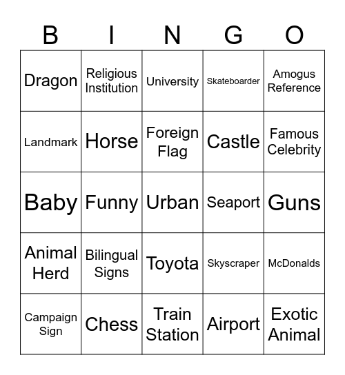 MapCrunch Bingo Card
