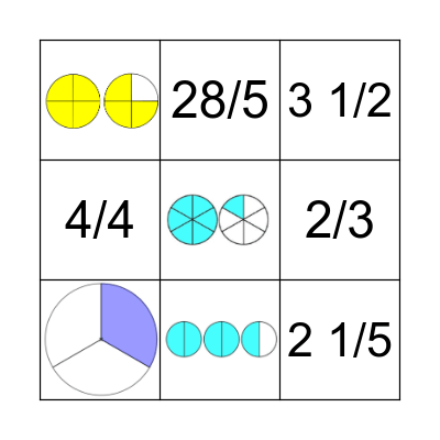 FRACTIONS BINGO Card