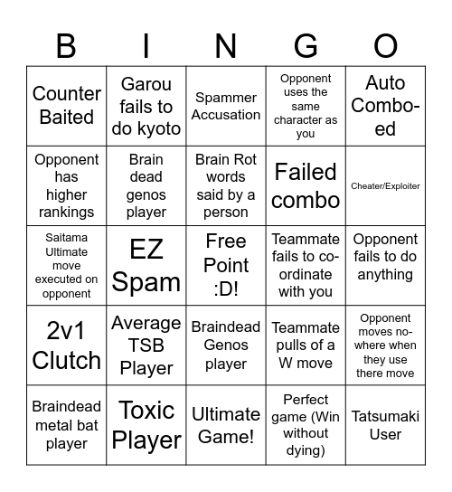 TSB Bingo Board Bingo Card