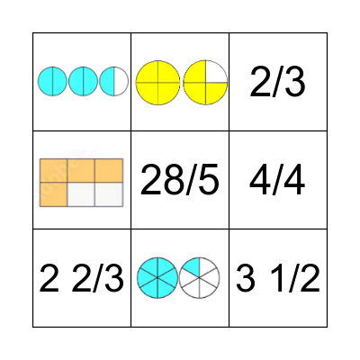 FRACTIONS BINGO Card