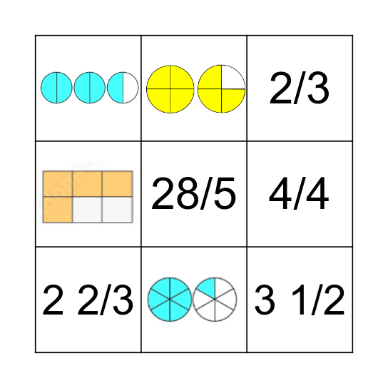 FRACTIONS BINGO Card