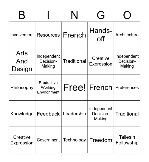 Let's Play Bingo! Bingo Card
