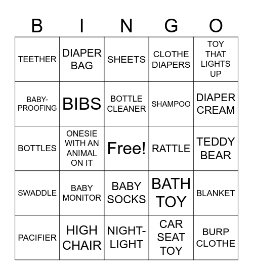 BABY SHOWER BINGO Card