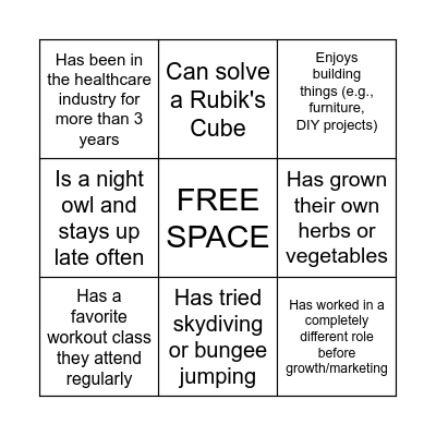 Rapid Fire Bingo Card