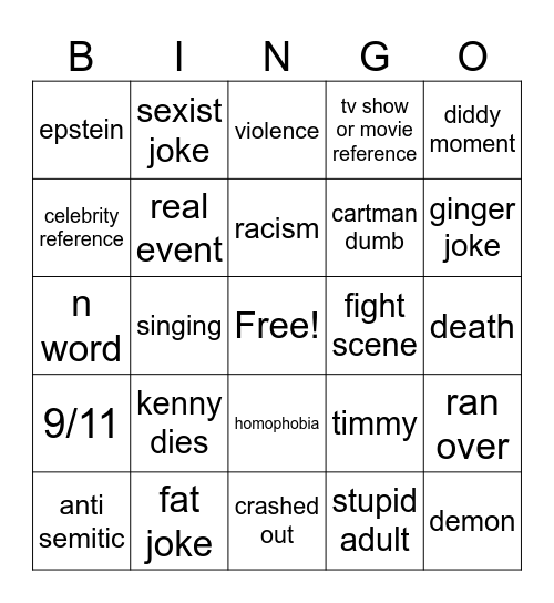 south park bingo Card