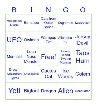 Believe It or Not Bingo Card
