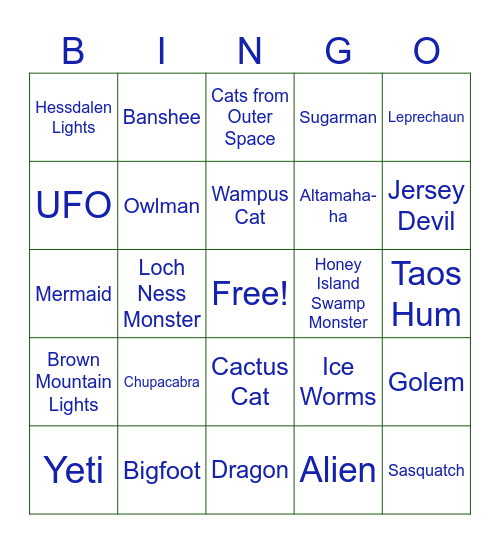 Believe It or Not Bingo Card