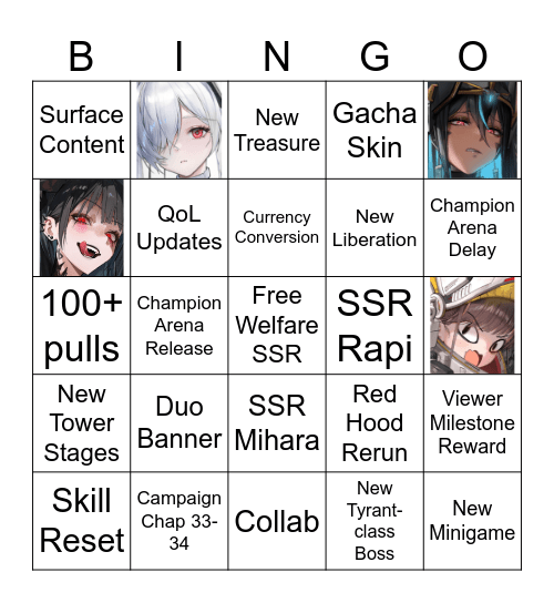 NIKKE 2nd Anniversary Livestream Bingo Card