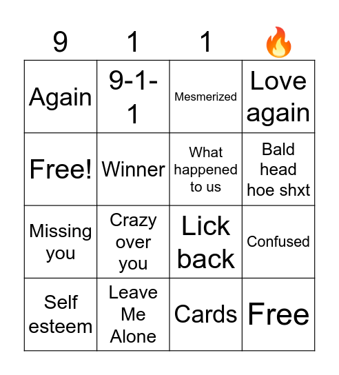 Jasmine Monea 9-1-1 Bingo Card