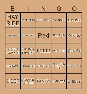 FALL Bingo Card