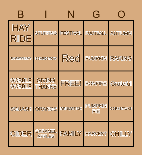 FALL Bingo Card