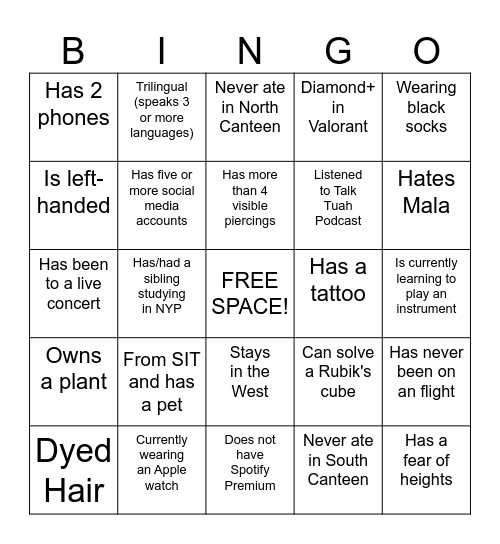 Challenge Cup Bingo! Bingo Card