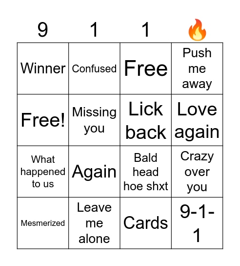 Jasmine Monea 9-1-1 Bingo Card