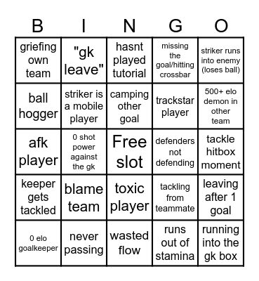 VISION Bingo card Bingo Card