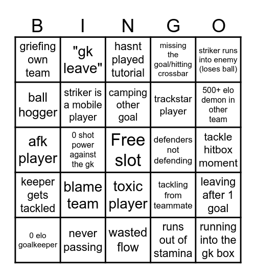 VISION Bingo card Bingo Card