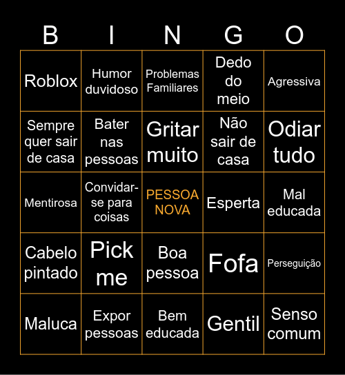 Pessoa nova Bingo Card