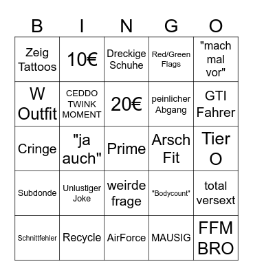 DATE BING Bingo Card