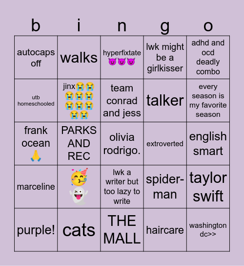 gwen bingo👻 Bingo Card